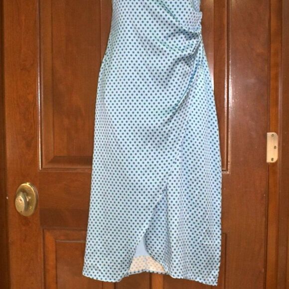 The Westside Blue Silk Polka Dot Midi Slip Dress Size Medium Adjustable Straps - Picture 3 of 15